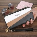 Patchwork Color Large Capacity Women Zipper Card Holder Clutch Purse