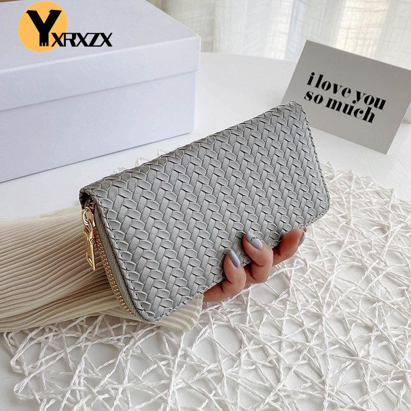 main_0-711 Wholesale Women Casual Zipper Weave Design Solid Color PU Purse - Image 1