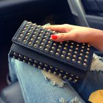 Wholesale Women'S Fashion Pop Punk Stud Rivet Long Double Cover Coin Purse