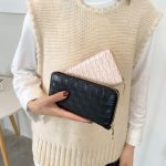 Wholesale Women'S Fashion Pu Leather Indentation Small Check Large Capacity Coin Purse