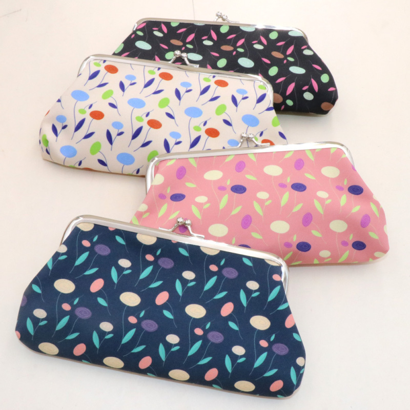 main_0-734 Women Fashion Fabric Small Fresh Leaf Buckle Long Coin Purse - Image 1