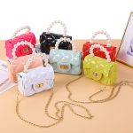 Women Fashion Leaf Pattern Mini Flap Lock Chain Crossbody Jelly Bag - Image 2