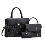 Wholesale Crocodile Pu Women Portable Shoulder Bag Three-Piece Bag Set - Image 2