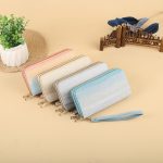 Wholesale Women Fashion Long Frosted Double Zipper Gradient Multi-Card Position Purses