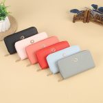 Wholesale Women Fashion Simple Solid Color Large Capacity Zipper Long Purses