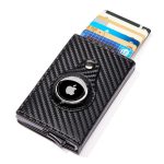 Airtag Carbon Fiber Pattern Solid Color Anti-Theft Anti-Magnetic Aluminum Alloy Card Holder