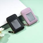 Women Fashion Solid Color Litchi Pattern Card Holder Coin Wallet - Image 2