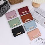 Women Fashion Casual Solid Color Crocodile Pattern Short Three-Fold Coin Wallet