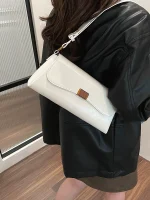 Wholesale Women Fashion Retro Solid Color Rectangular Shoulder Bag - Image 5