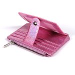 Women Fashion Laser Pu Card Holder Heart Embroidery Zipper Buckle Wallet