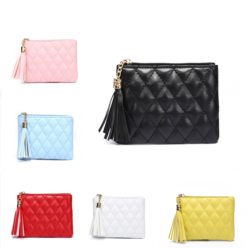 main_0-815 Women'S Fashion Diamond Embroidered Pu Leather Short Tassel Wallet - Image 1