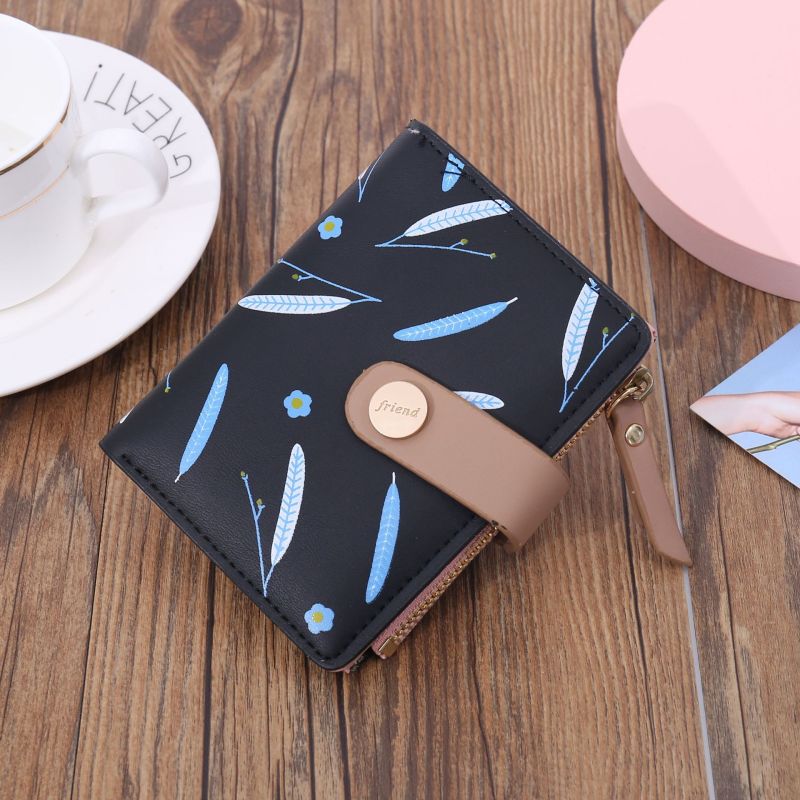 main_0-816 Women'S Fashion Leaf Floral Pattern Buckle Zipper Wallet - Image 1