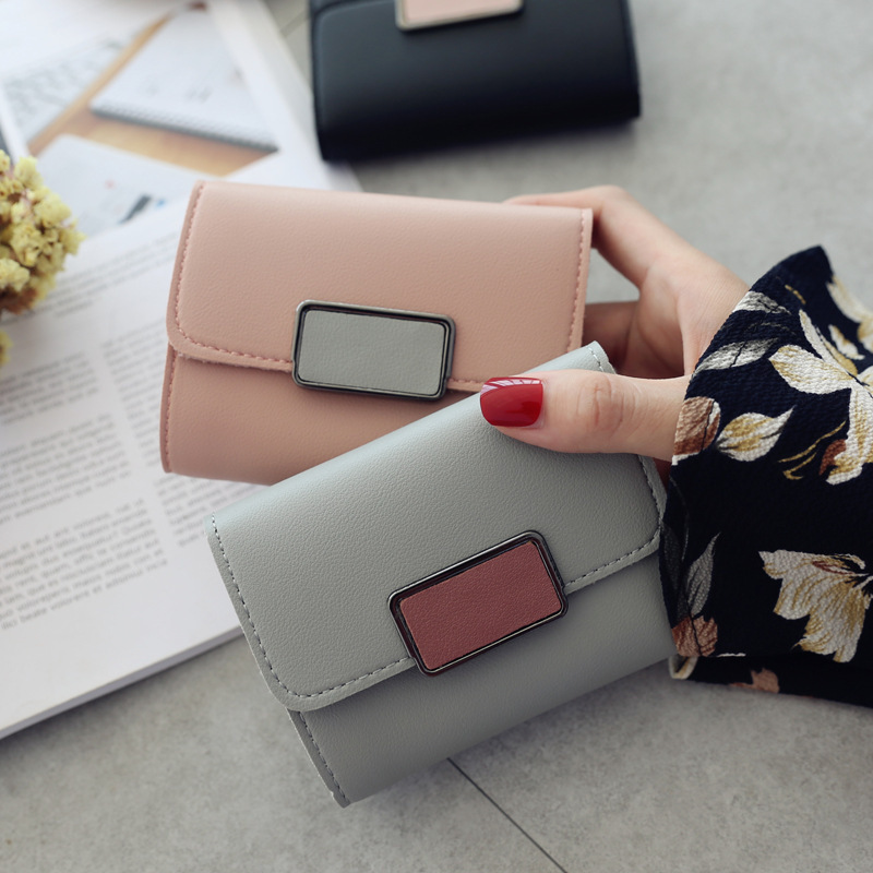 main_0-822 Women Fashion Stitching Contrast Color Retro Wallet - Image 1