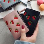 Women Fashion Cherry Embroidery Compact Wallet