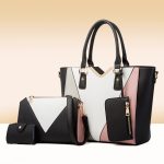 Wholesale Fashionable Large Capacity Contrast Color Stitching Handbag Four-Piece Set