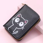 Women Fashion Black Print Pattern Compact Zipper Wallet