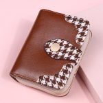 Women Fashion Houndstooth Compact Wallet