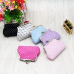 Women Fashion Dot Fabric Compact Clip Wallet