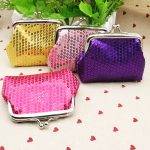 Women Fashion Solid Sequin Compact Wallet