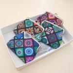 Women Fashion Abstract Art Print Retro Clip Compact Wallet