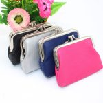 Women Fashion Solid Color Clip Compact Wallet