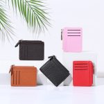 Women Fashion Simple Solid Color Litchi Zipper Wallet