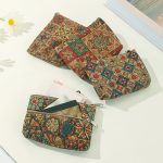 Wholesale Women Fashion Vintage Ethnic Style Printed Zipper Mini Wallet