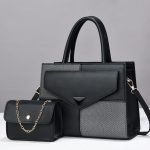Wholesale Women Simple Fashion Stitching Contrast Color Handbag Sets