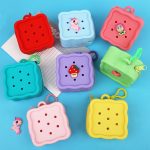 Wholesale Women Casual Cute Solid Color Square Hollow Silicone Zipper Wallets