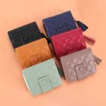 Wholesale Women Fashion Casual Chic Solid Color Quilted PU Zipper Two-Fold Wallets