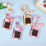 Wholesale Women Fashion Floral Printed Silicone Bead Bracelet Keychain Card Bag - Image 2