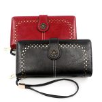 Wholesale Women Fashion Elegant Solid Color Oil Wax Leather Zipper Long Wallet - Image 2