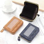 Wholesale Fashion Solid Color Chessboard Anti-Magnetic Zipper Card Bag Wallet