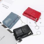 Wholesale Women Fashion Solid Color Leather Card Bag Zipper Wallet