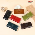 Wholesale Women Vintage Waxed Leather Rfid Anti-Magnetic Wallet - Image 3
