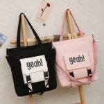 Wholesale Student Campus Large-Capacity Square Canvas Shoulder Tote Bag Letter Shopping Bag