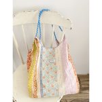 Wholesale Summer Women Simple Sweet Small Tiny Flower Print Canvas Shopping Tote Bag - Image 2
