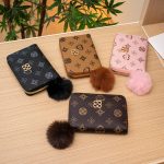 Women Fashion Circle Love Star Four-Leaf Clover Print Card Slot Short Wallet