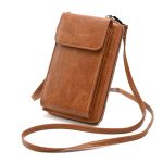 Women Fashion Simple PU Solid Color Zipper Wallets Shoulder Bag