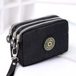 Women Fashion Casual Solid Color Zipper Nylon Wallets
