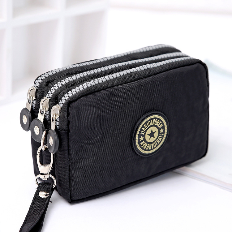 main_1-1032 Women Fashion Casual Solid Color Zipper Nylon Wallets - Image 1