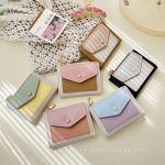 Women Fashion Color Block Flap Zipper Mini Wallet