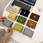 Women Fashion Simple Solid Color Lock Mini Pu Wallet