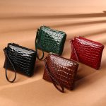 Fashion Solid Color Crocodile Mini Zip PU Wallet