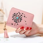 Women Fashion Dandelion PU Tassel Zipper Mini Wallet