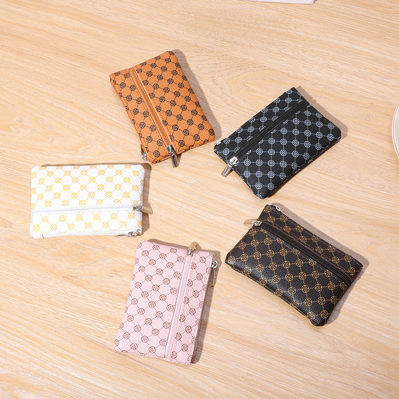 main_1-1064 Women Fashion Double Zipper Old Flower Mini Wallet - Image 1