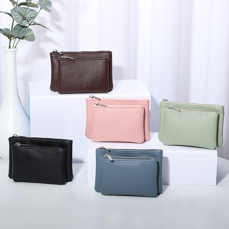 main_1-1065 Women Fashion Solid Color Double Layer Zipper PU Detachable Wallet - Image 1