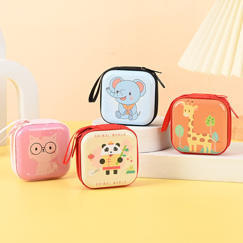 main_1-1069 Women Cartoon Creative Cat Elephant Square Tinplate Zipper Wallet - Image 1