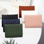 Women Fashion Solid Color Woven Multi-Card Folding Wallet