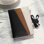 Wholesale Women Fashion Simple Color Block Tassel Pendant Zipper PU Wallet - Image 2